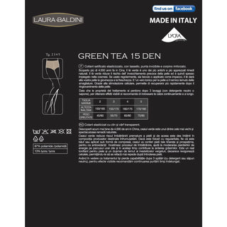 Dres transparent cu efect antioxidant GREEN TEA 15 den - Laura Baldini