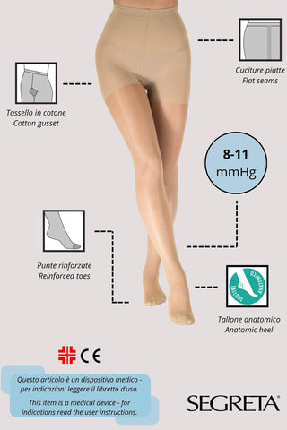 Dres medicinal transparent cu compresie usoara 8/11 mmHg COLLANT 40 den - Laura Baldini