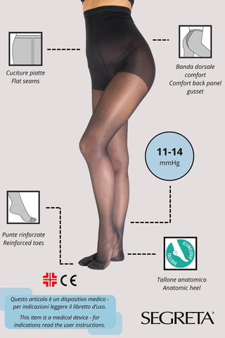 Dres medicinal cu compresie medie 11/14 mmHg COLLANT 70 den - Laura Baldini