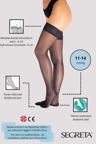 Dres medicinal cu banda adeziva, cu compresie medie 11/14 mmHg AUTOREGGENTE 70 den - Laura Baldini
