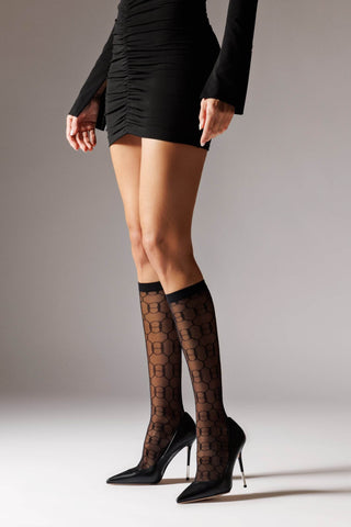 Sosete lungi transparente cu model geometric FROSTY STEPS 20 den - Laura Baldini