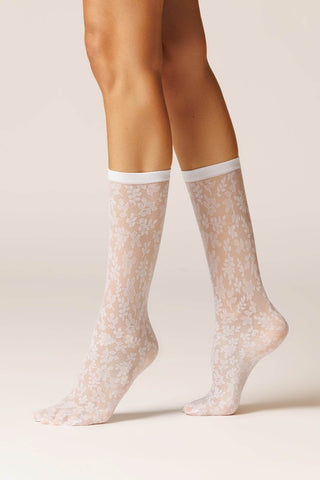 Sosete transparente lungi, cu model floral SPRING STEPS 20 den - Laura Baldini