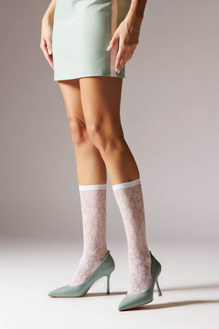 Sosete transparente lungi, cu model floral SPRING STEPS 20 den - Laura Baldini