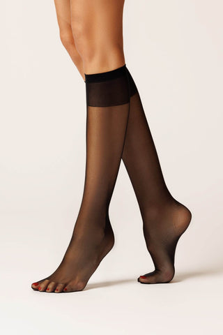 Set 2 sosete transparente lungi cu elastic confort SPLENDORE 20 den - Laura Baldini
