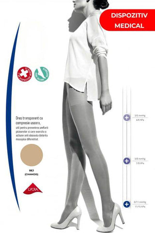 Dres medicinal transparent cu compresie usoara 8/11 mmHg COLLANT 40 den - Laura Baldini
