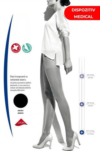 Dres medicinal transparent cu compresie usoara 8/11 mmHg COLLANT 40 den - Laura Baldini