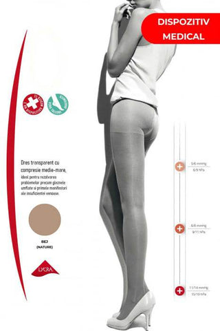 Dres medicinal cu compresie medie 11/14 mmHg COLLANT 70 den - Laura Baldini